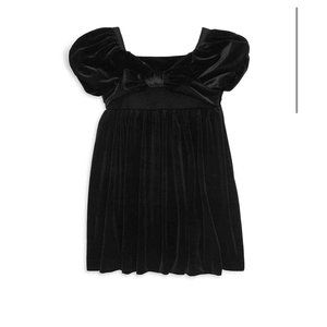 Habitual Girls Black A-Line Puff Sleeve Babydoll Black Velvet Dress